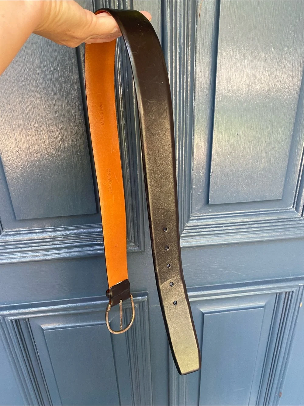Ralph Lauren Collection Stirrup Buckle Black Leather Belt Size M
